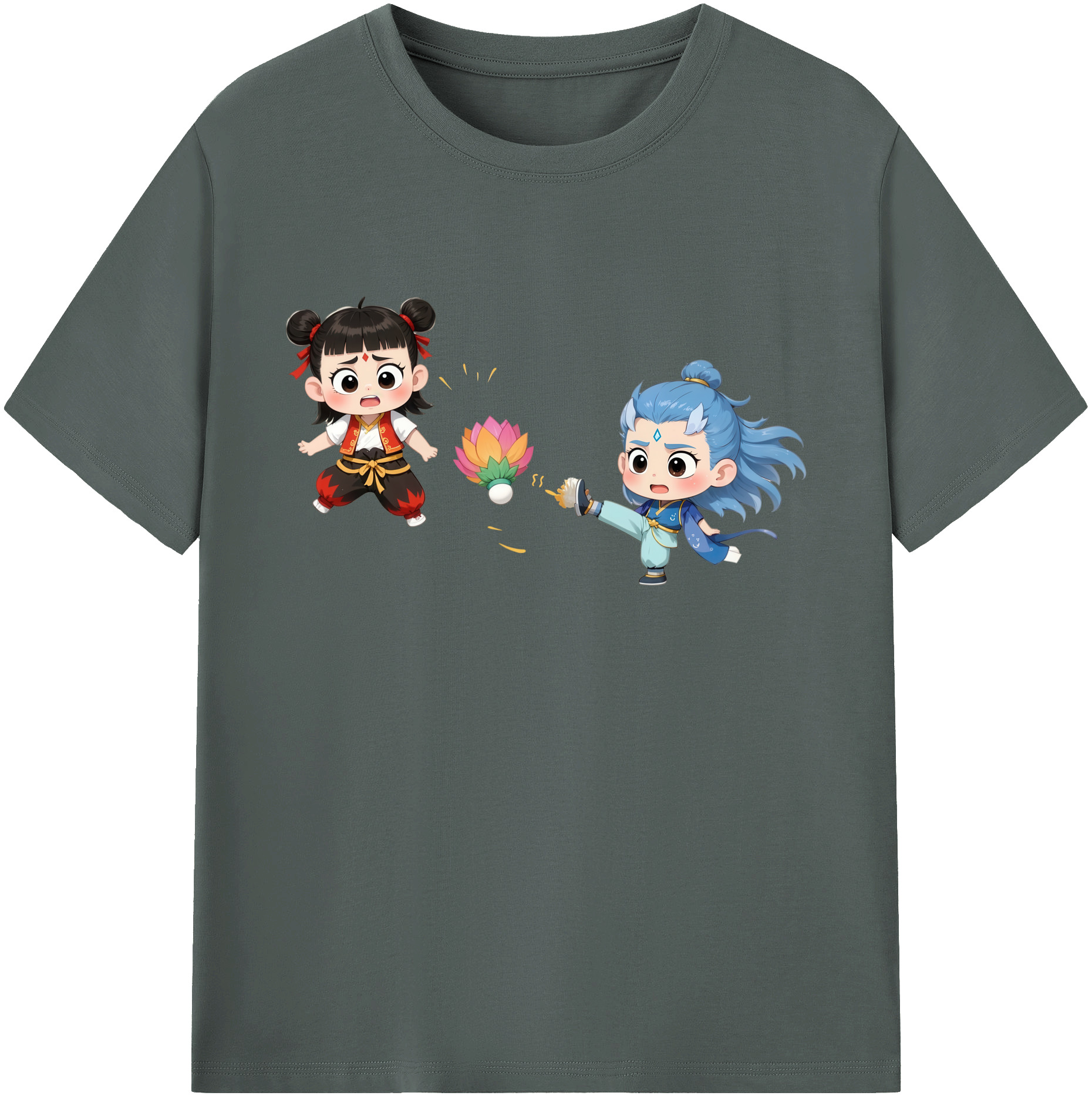 （画像用） Ne Zha 2 ナタ 魔童の大暴れ 綿100％ メンズ半袖Tシャツ｜肌触りやわらか＆通気性